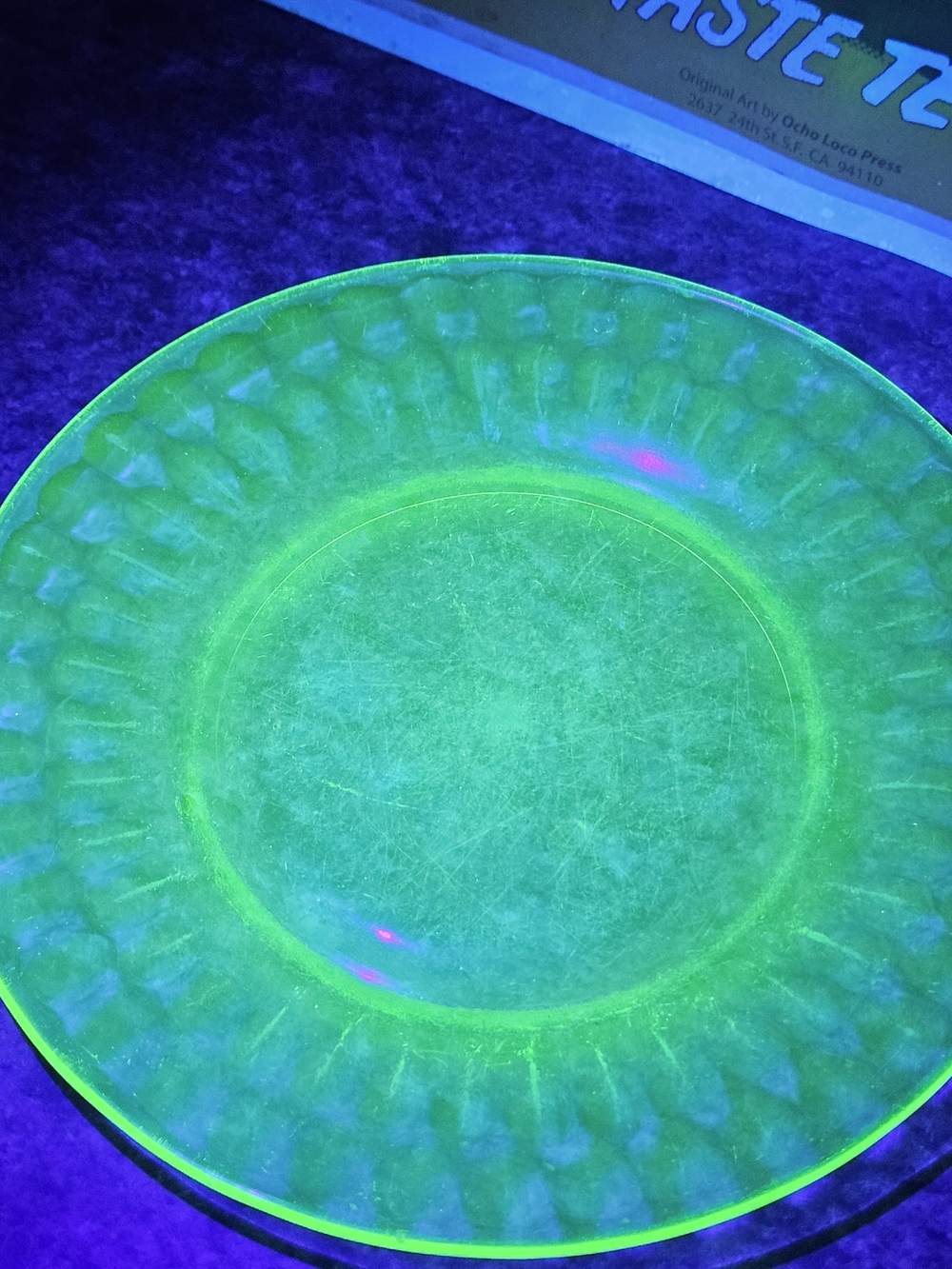 Vintage Green Drpression Federal Glass Raindrops Plate